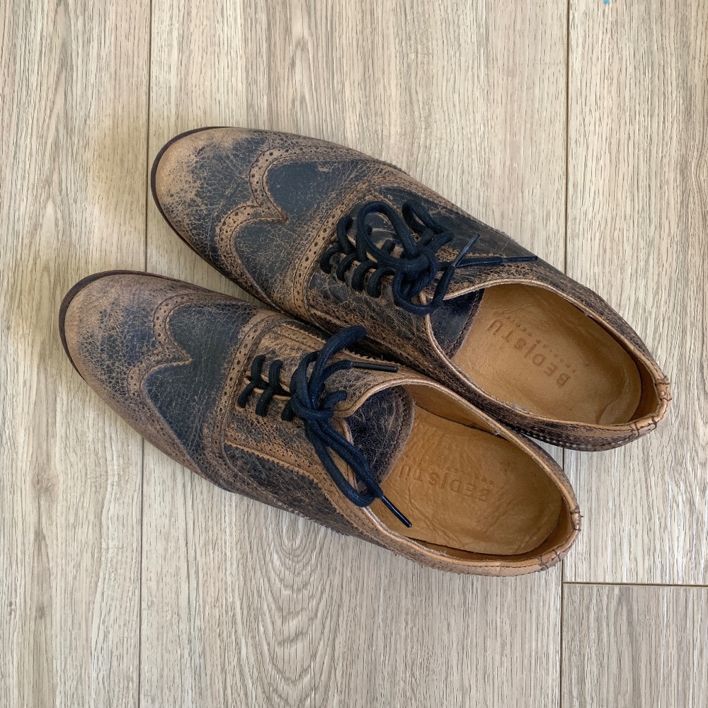 BED STU Cobbler Series Distressed Wingtip Oxfords Women's Size 8